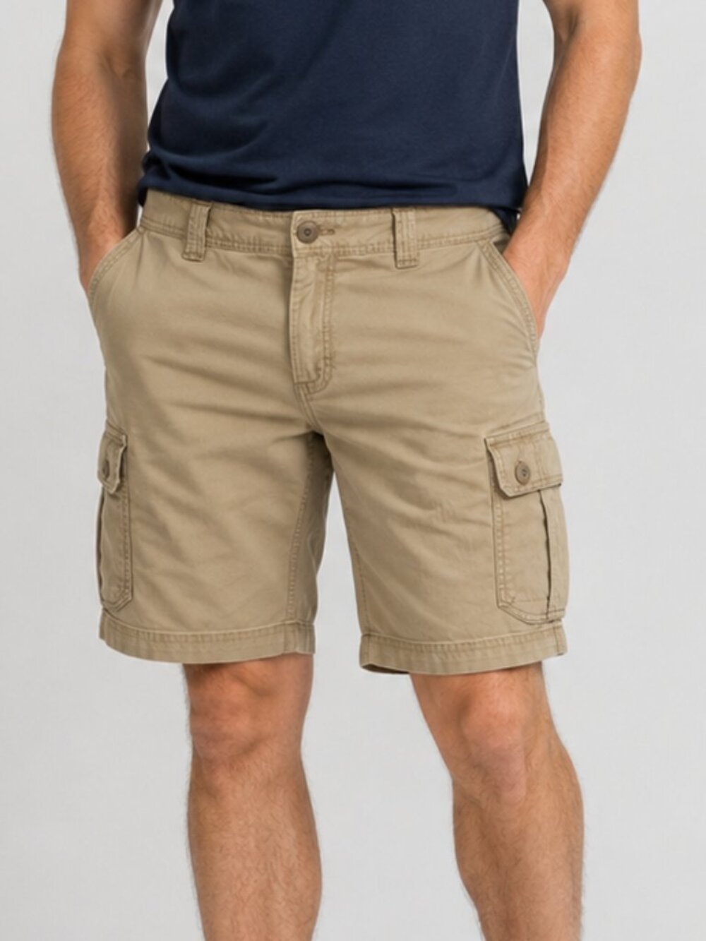 Mountain Ridge Men's Cargo Shorts Size 36 Khaki Beige Cotton Utility Casual